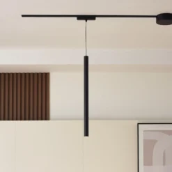Lindby lámpara colgante LED Lumaro, negro, Ø3cm,aluminio,48V,atenuable