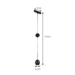 Lindby lámpara colgante LED Lumaro, negro,Ø6,2 cm,48V,atenuable