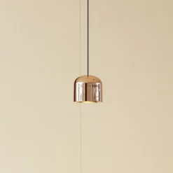 Lindby lámpara colgante LED Lumaro, dorado, Ø 8 cm, aluminio, 48V, atenuable