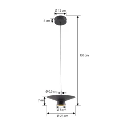 Lindby Lámpara colgante LED Norvind, 2 luces, negro, metal