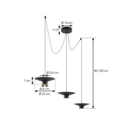 Lindby Lámpara colgante LED Norvind, 6 luces, negro, metal