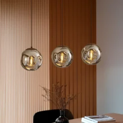 Lindby lámpara colgante Valentina, E14, 3 luces, gris ahumado, cristal