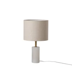 Lindby lámpara de mesa Alabastro, blanco/beige, Ø 25 cm, mármol, E27
