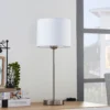 Lindby lámpara de mesa Annatina, blanco, níquel, altura 48 cm, textil