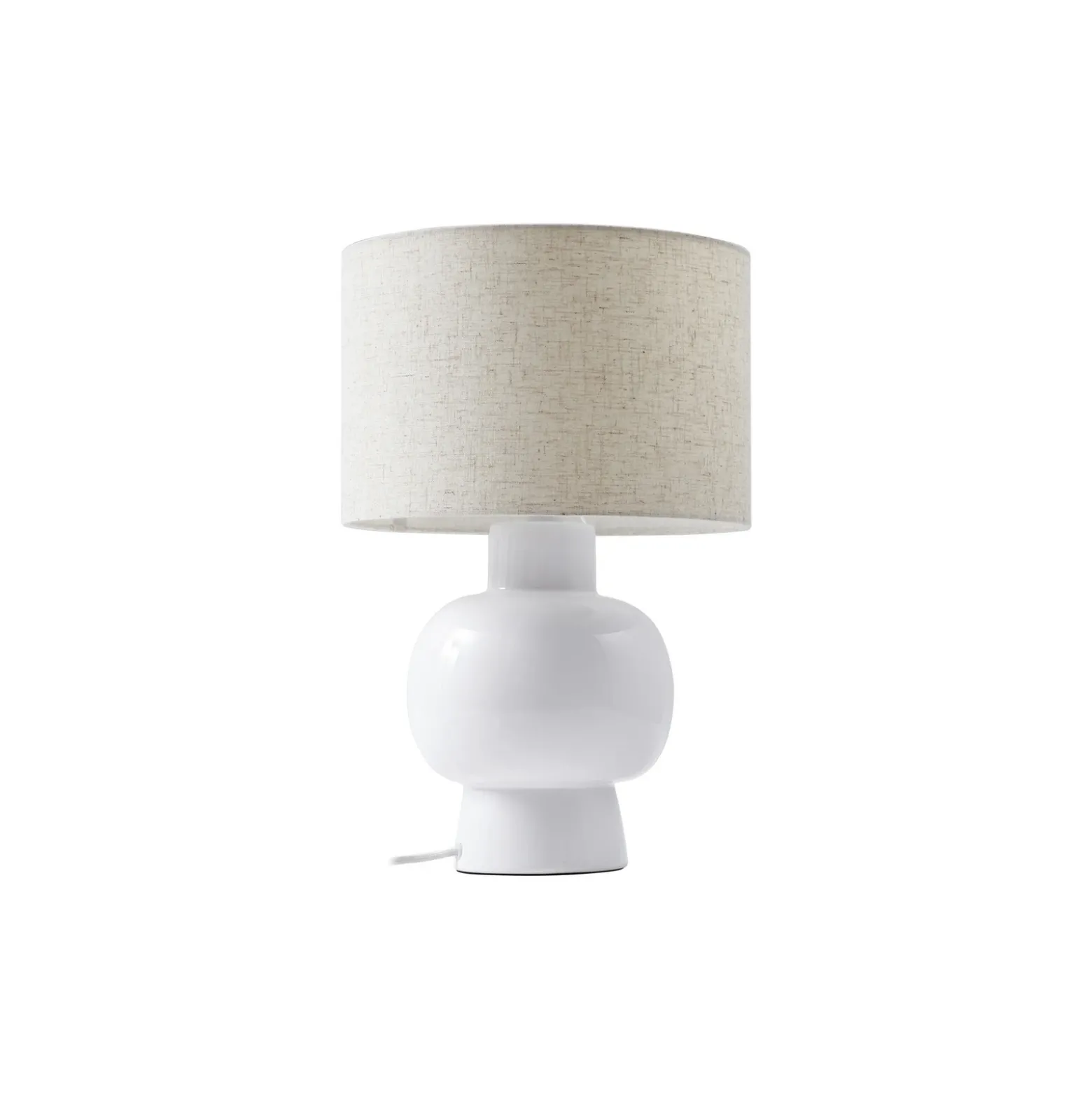 Lindby lámpara de mesa Arved, blanco, textil, cerámica, 46 cm