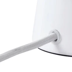 Lindby lámpara de mesa Arved, blanco, textil, cerámica, 46 cm
