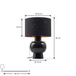 Lindby lámpara de mesa Arved, negro, textil, cerámica, 46 cm