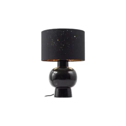 Lindby lámpara de mesa Arved, negro, textil, cerámica, 46 cm