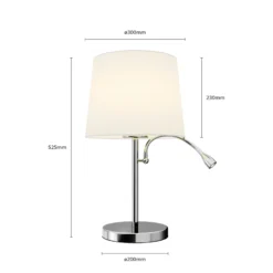 Lindby lámpara de mesa Benjiro, blanco, textil, lámpara de lectura, 52cm