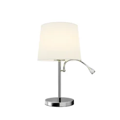 Lindby lámpara de mesa Benjiro, blanco, textil, lámpara de lectura, 52cm