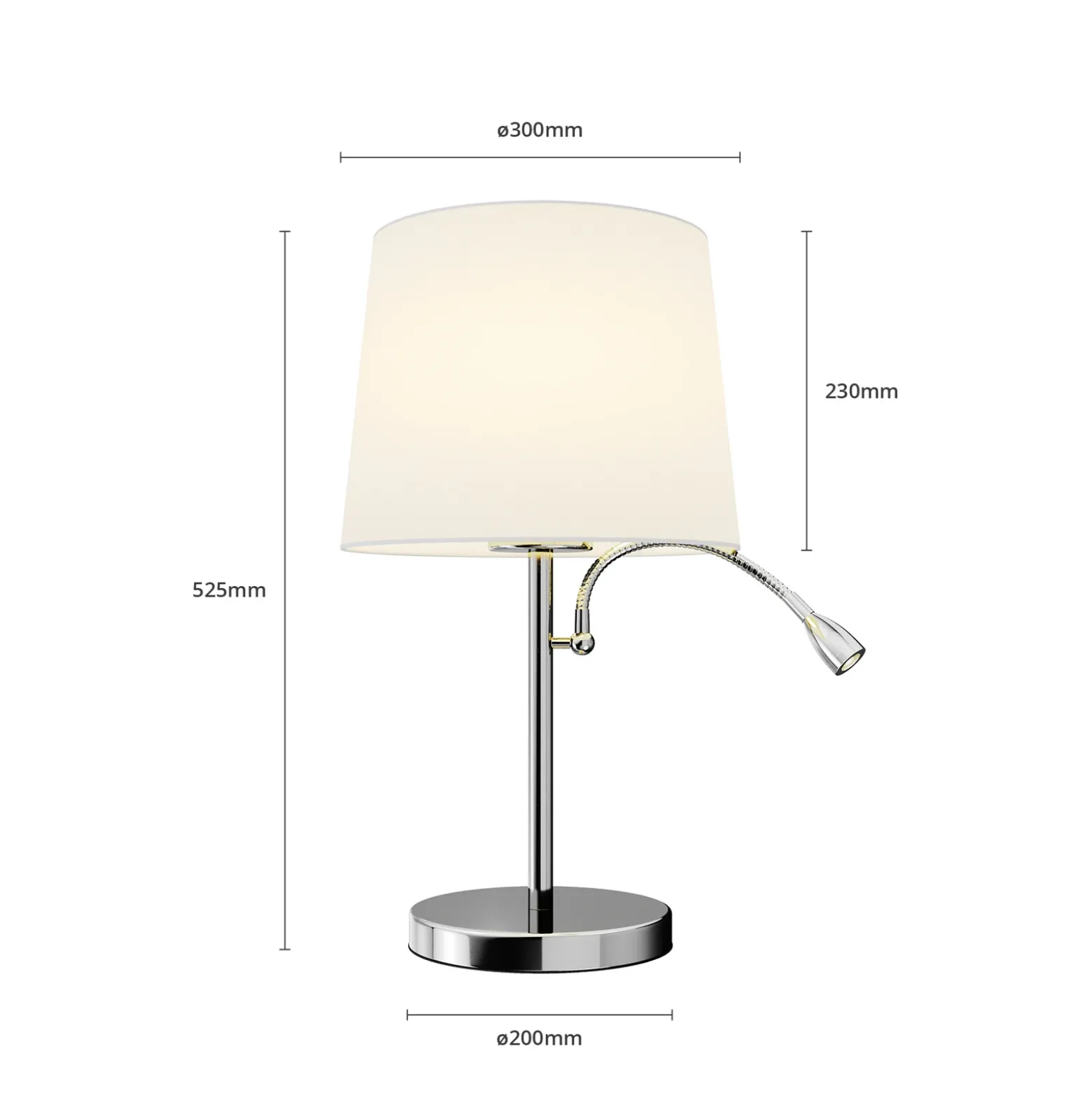Lindby lámpara de mesa Benjiro, blanco, textil, lámpara de lectura, 52cm