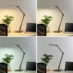 Lindby Lámpara de mesa LED Antisa, negra, CCT, atenuable