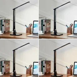 Lindby lámpara de mesa LED Eleni, negra, CCT, atenuable
