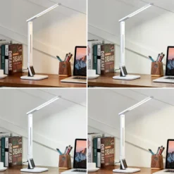 Lindby lámpara de mesa LED Eleni, blanca, CCT, atenuable
