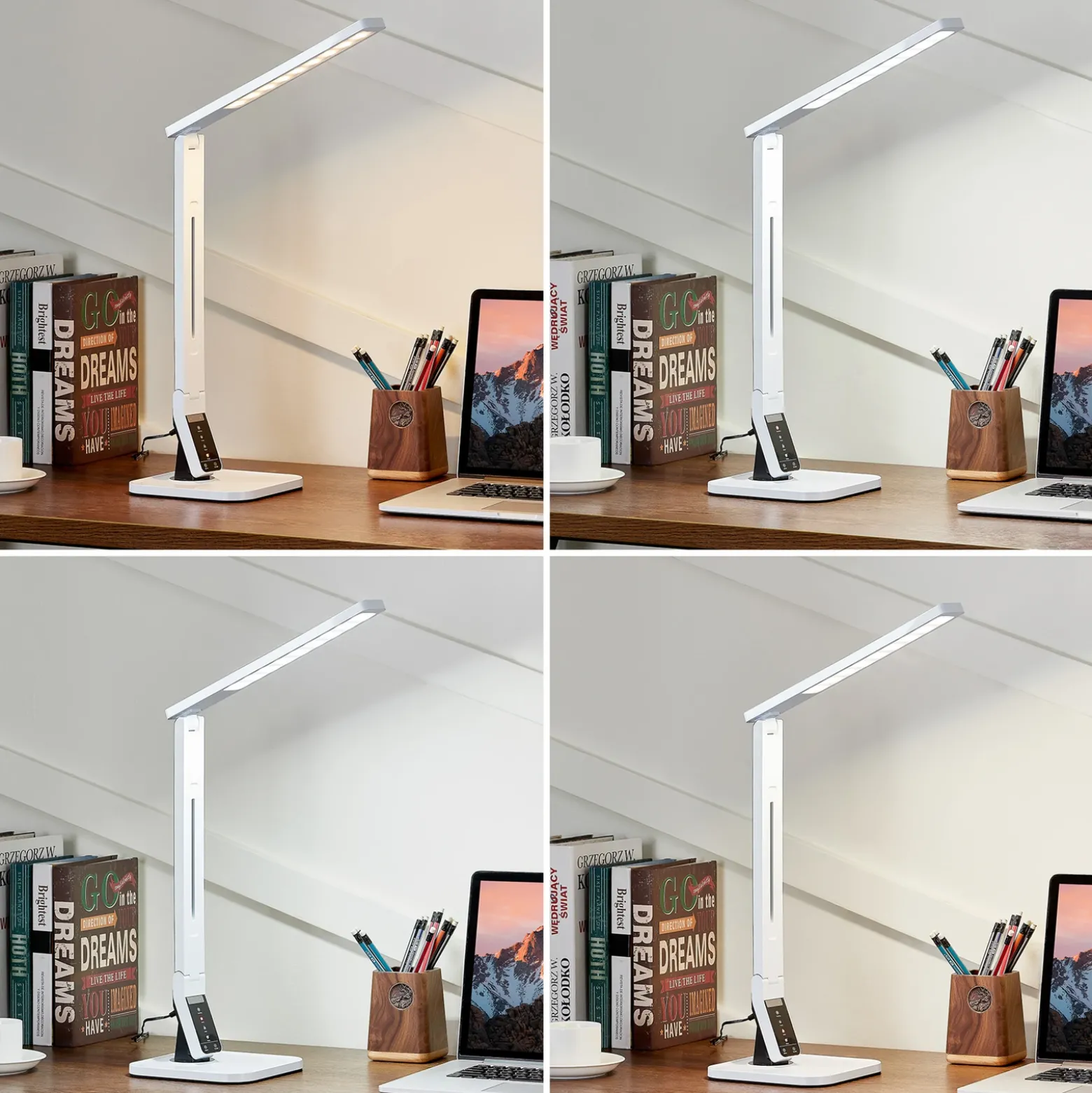 Lindby lámpara de mesa LED Eleni, blanca, CCT, atenuable
