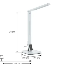 Lindby lámpara de mesa LED Eleni, blanca, CCT, atenuable