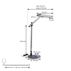 Lindby lámpara de mesa LED Elvir, gris, aluminio, altura 53cm, CCT
