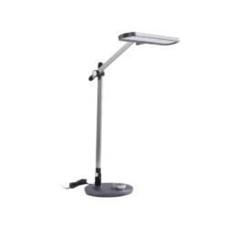 Lindby lámpara de mesa LED Elvir, gris, aluminio, altura 53cm, CCT
