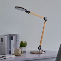 Lindby lámpara de mesa LED Nyxaris, oro, metal, CCT, 50 cm