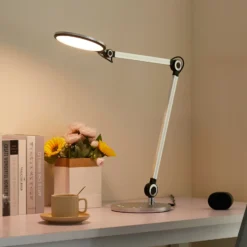 Lindby lámpara de mesa LED Nyxaris, plata, metal, CCT, 50 cm