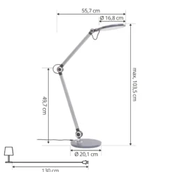 Lindby lámpara de mesa LED Nyxaris, gris, metal, CCT, 50 cm