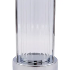 Lindby lámpara de mesa LED recargable Mareli, cromo, metal, Ø 18 cm
