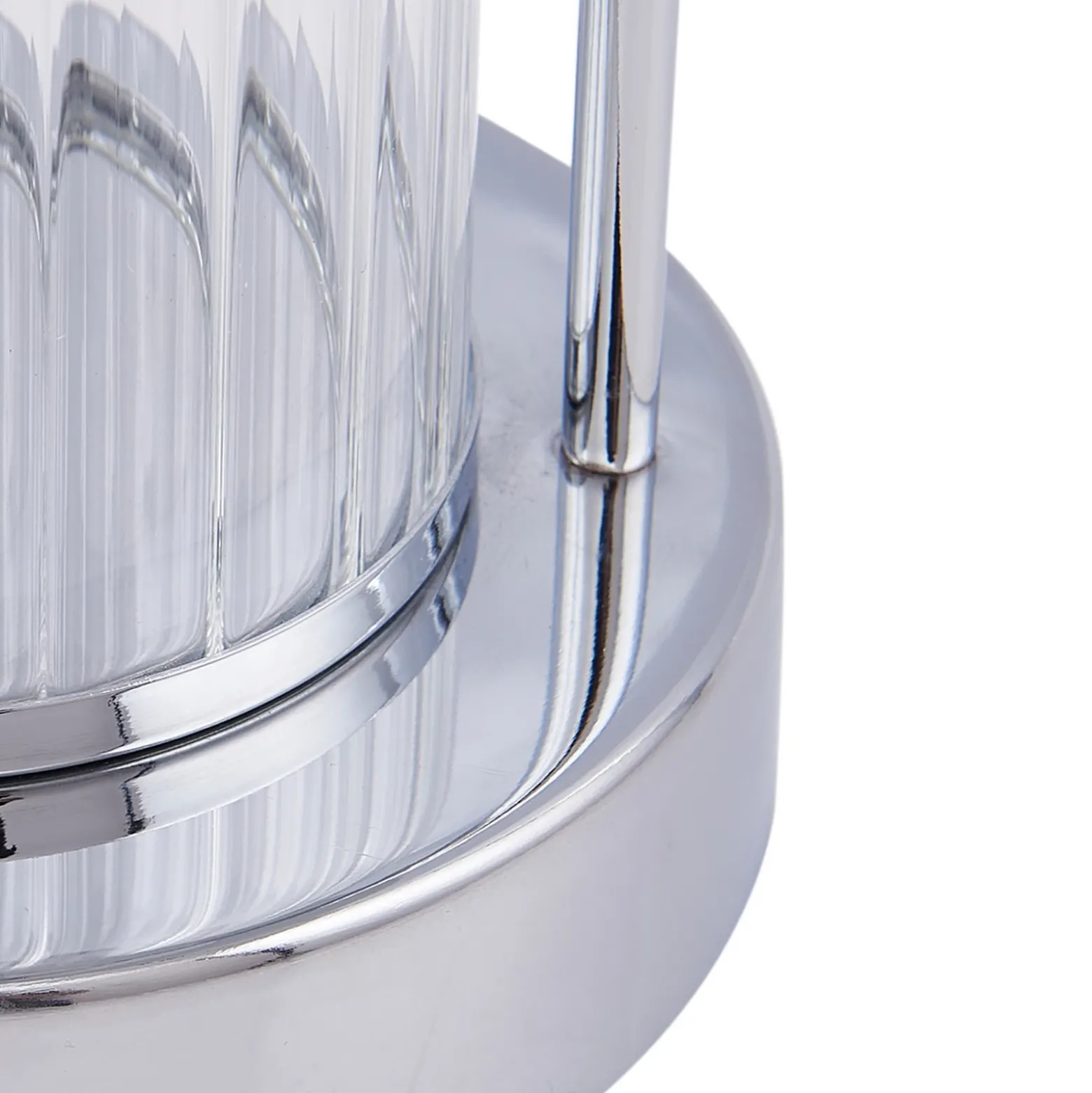 Lindby lámpara de mesa LED recargable Mareli, cromo, metal, Ø 18 cm