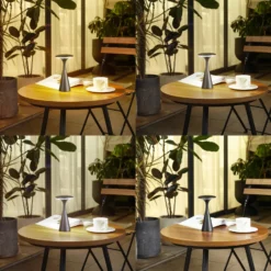 Lindby Lámpara de mesa LED recargable Evelen, negra, IP54, CCT