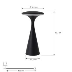 Lindby Lámpara de mesa LED recargable Evelen, negra, IP54, CCT