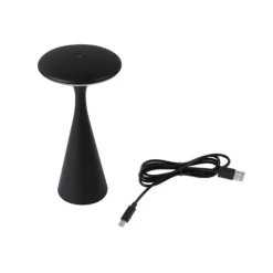 Lindby Lámpara de mesa LED recargable Evelen, negra, IP54, CCT