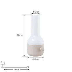 Lindby lámpara de mesa LED recargable Isaline, beige, atenuable, IP44