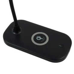 Lindby Lámpara de mesa LED Siona negra CCT atenuable Estación de carga