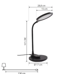 Lindby Lámpara de mesa LED Valtaria, negra, CCT, atenuable