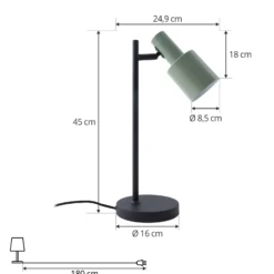 Lindby lámpara de mesa Ovelia, verde/negro, metal, E27