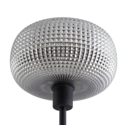 Lindby lámpara de pie Aliette, negro/gris, cristal, brazo de lectura