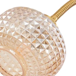 Lindby lámpara de pie Aliette, oro/ámbar, cristal, brazo de lectura