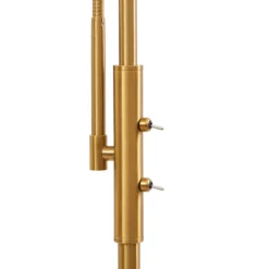 Lindby lámpara de pie Aliette, oro/ámbar, cristal, brazo de lectura