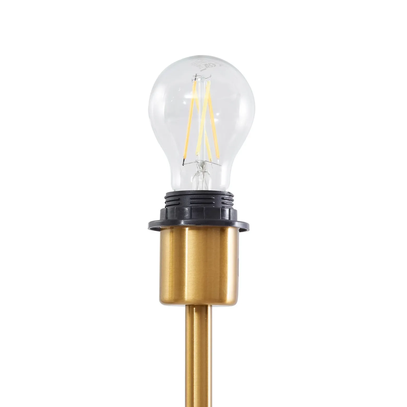 Lindby lámpara de pie Aliette, oro/ámbar, cristal, brazo de lectura