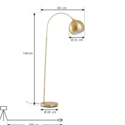 Lindby lámpara de pie arqueada Moisia, color latón, metal, 148 cm