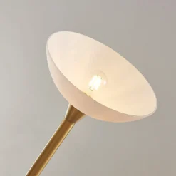 Lindby lámpara de pie Ignacia, color latón, cristal, 180 cm, E27