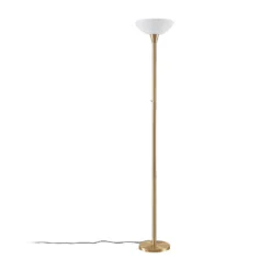 Lindby lámpara de pie Ignacia, color latón, cristal, 180 cm, E27