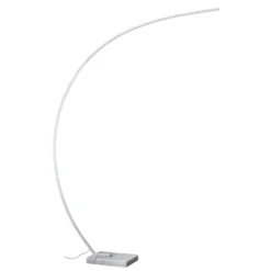 Lindby Lámpara de pie LED arqueada Kendra, blanca, aluminio, altura 180cm
