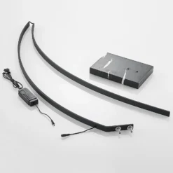 Lindby Lámpara de pie LED arqueada Kendra, negra, aluminio, altura 180cm
