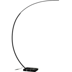 Lindby Lámpara de pie LED arqueada Kendra, negra, aluminio, altura 180cm
