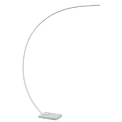 Lindby Lámpara de pie LED arqueada Kendra, blanca, aluminio, altura 180cm