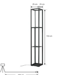 Lindby Lámpara de pie LED Birta, estantería, 155 cm, negro, metal