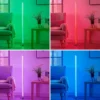Lindby Lámpara de pie LED Hadis, RGB, control remoto, blanco, 120 cm