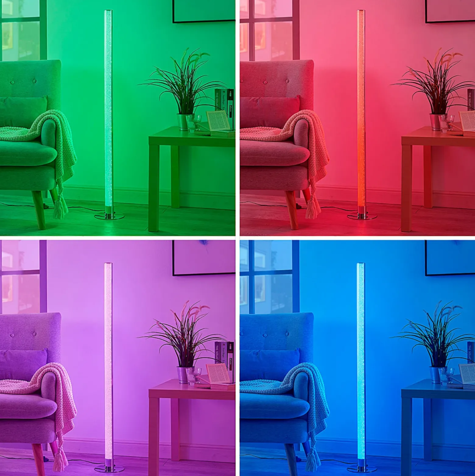 Lindby Lámpara de pie LED Hadis, RGB, control remoto, blanco, 120 cm
