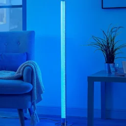 Lindby Lámpara de pie LED Hadis, RGB, control remoto, blanco, 120 cm