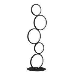 Lindby lámpara de pie LED Jacek, negra, metal, 110 cm, anillos